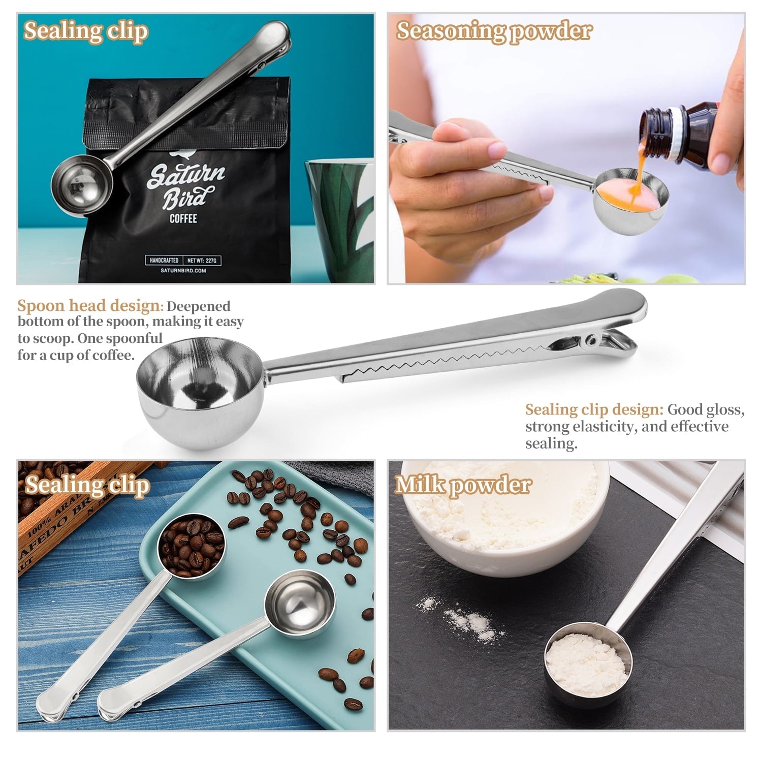 WEPSEN 18-Piece Stainless Steel Measuring Cups and Spoons Set,5 Stainless Steel Nesting Measuring Cups & 6 Spoons,1 L... - Image 4