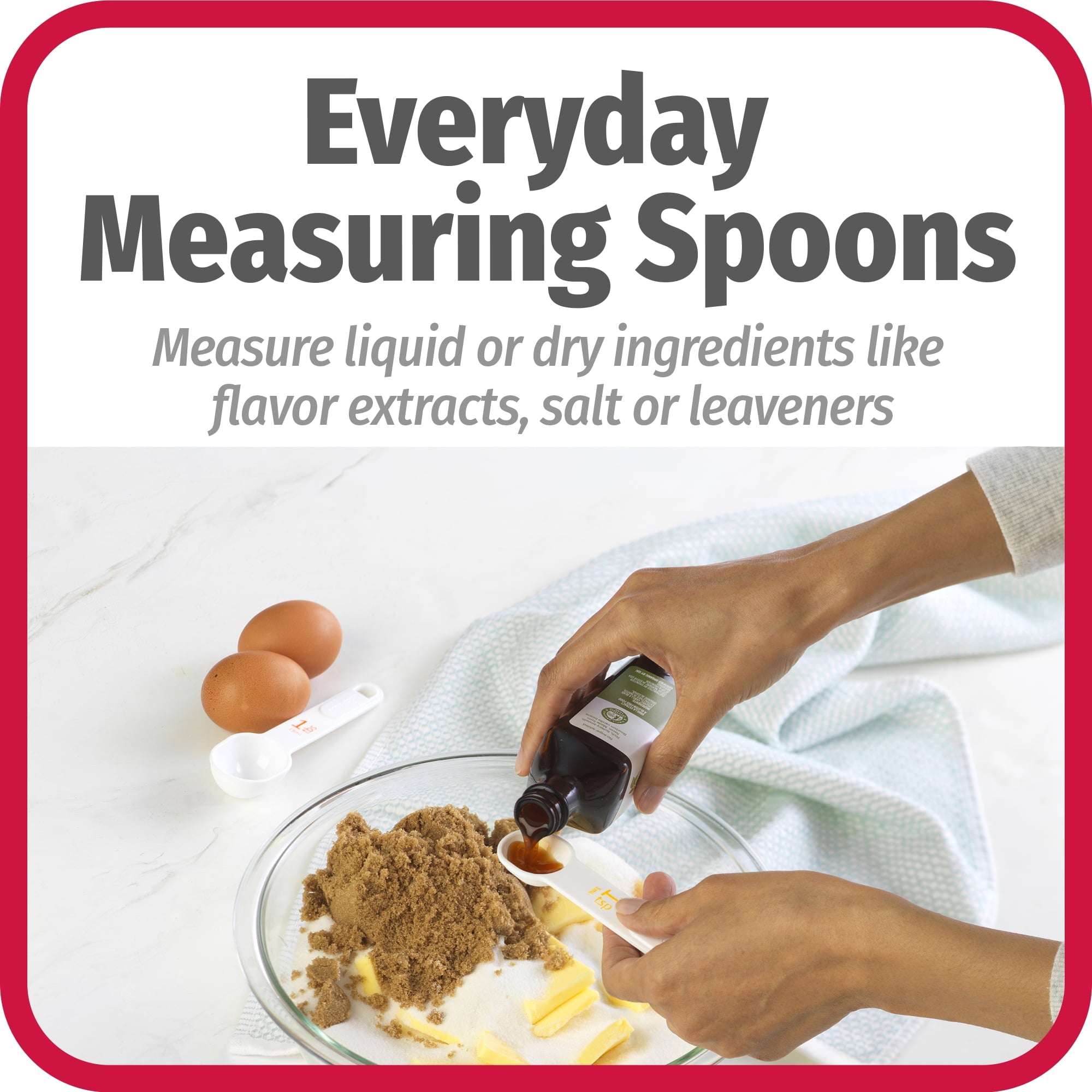 (6 pack) Plastic Measuring Cup Set with Storage Ring, White, 4-Pieces - Image 3