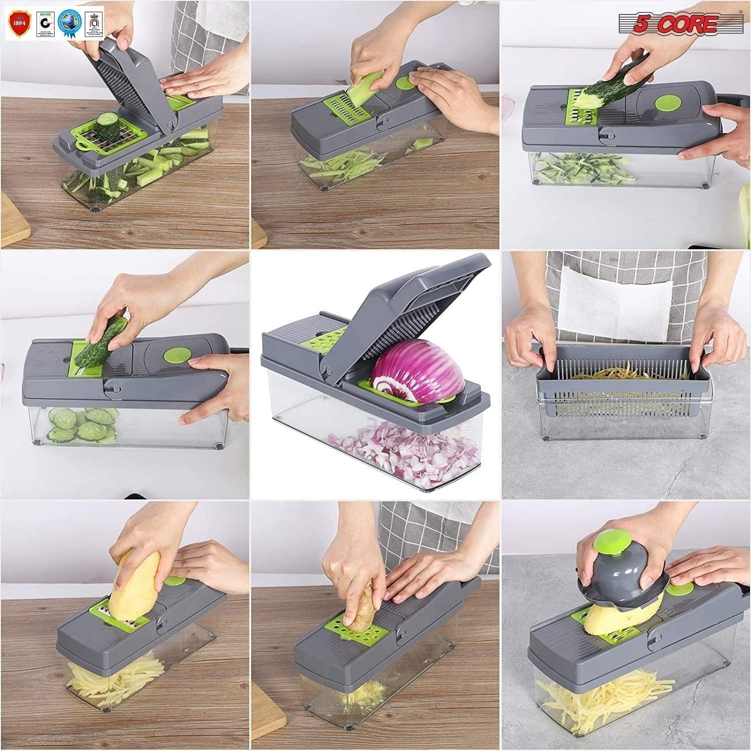 14 in 1 Mandoline Slicer Vegetable Cutter Chopper Multifunctional Veggie Chopper with Container, Onion Chopper, Chopp... - Image 3