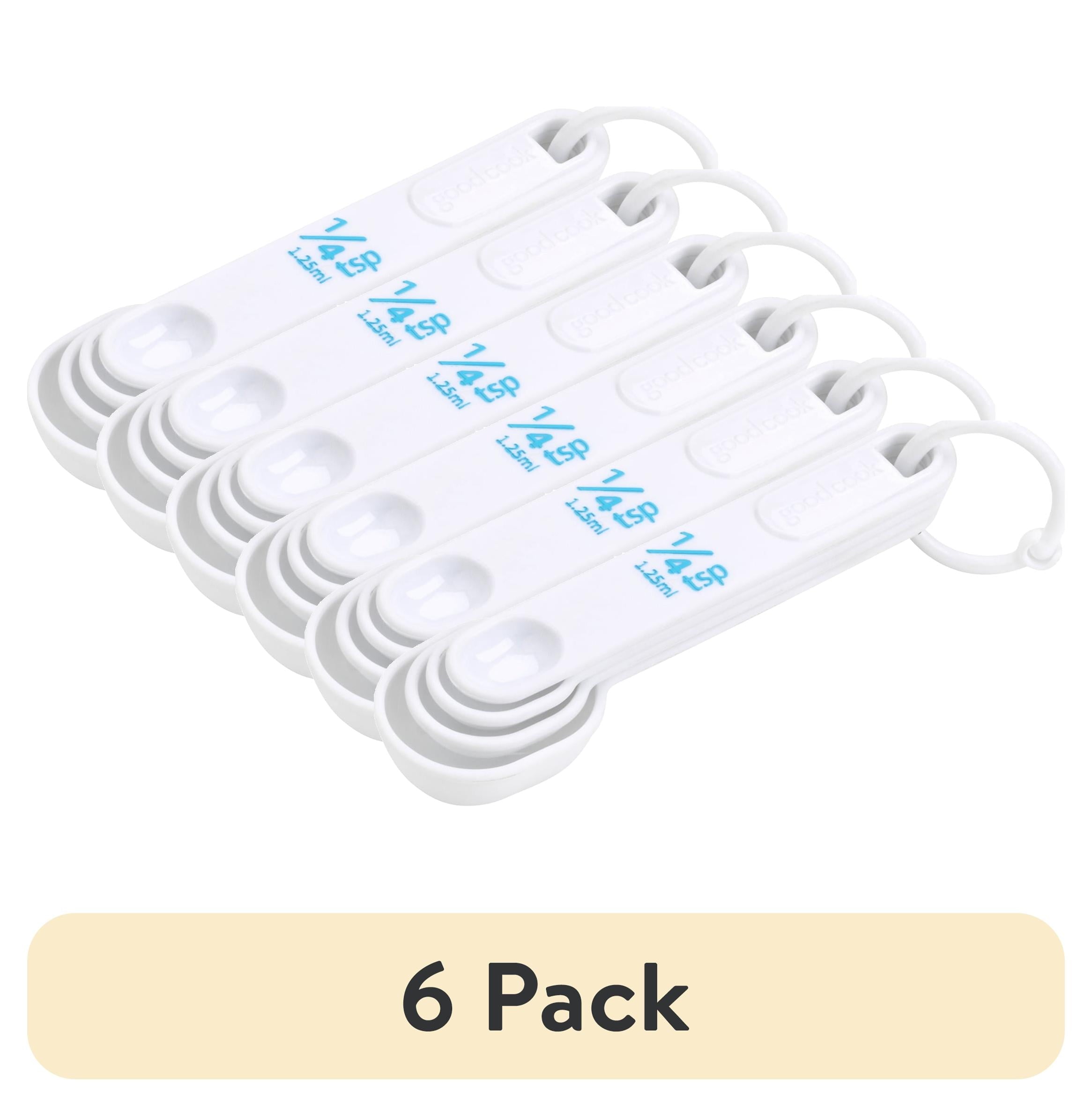 (6 pack) Plastic Measuring Cup Set with Storage Ring, White, 4-Pieces