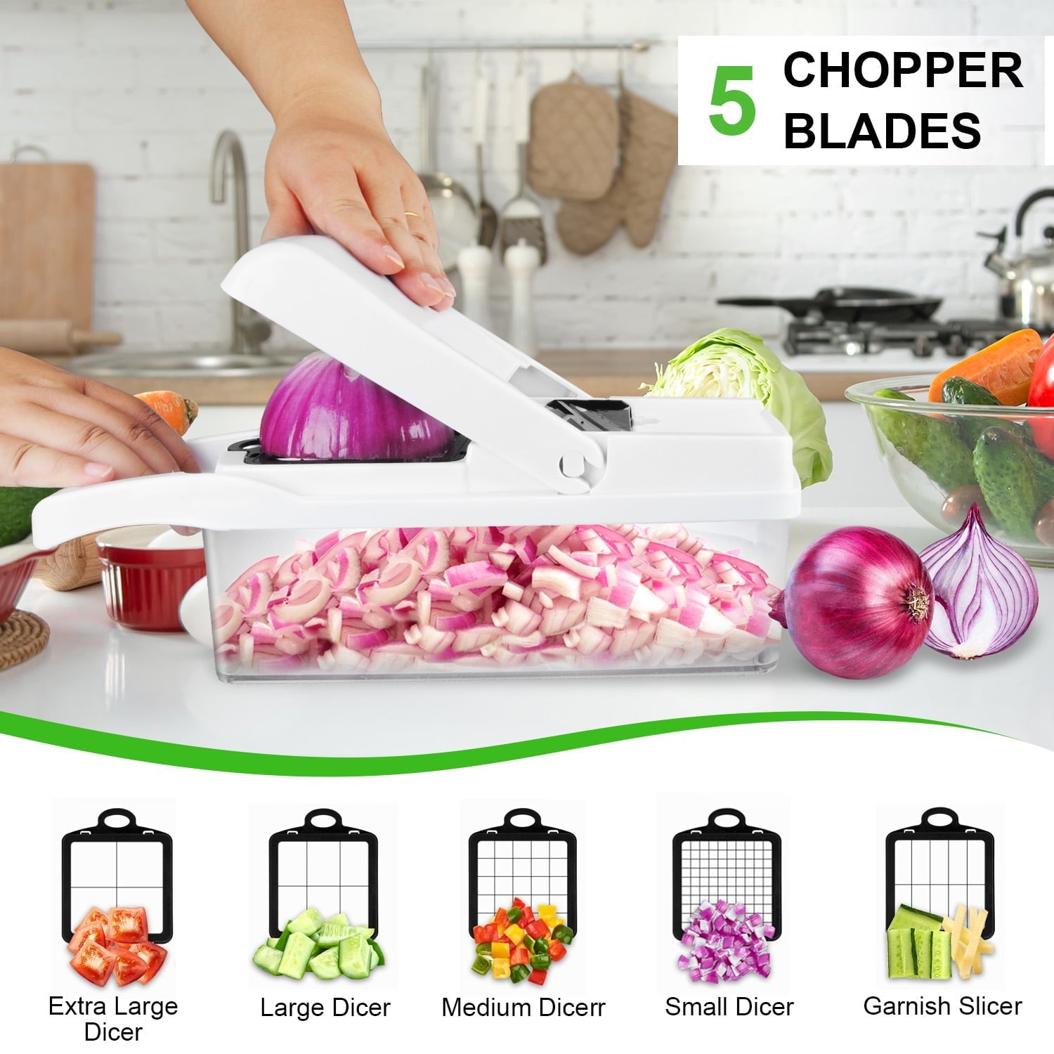 26 in 1 Vegetable Chopper,Zacenei Veggie Chopper w/Container & Drain Basket Multifunctional Food Chopper Vegetable Sl... - Image 4
