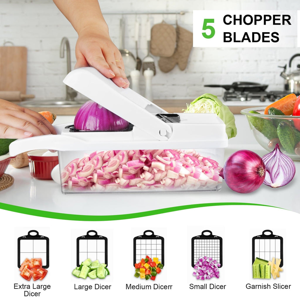 26 in 1 Vegetable Chopper,Zacenei Veggie Chopper w/Container & Drain Basket Multifunctional Food Chopper Vegetable Sl... - Image 4