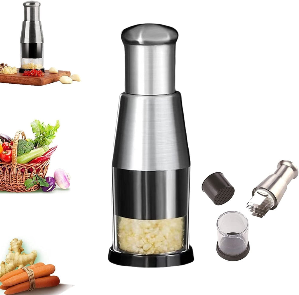 Wzw Multifunctional Stainless Steel Garlic Chopper Onion Press Manual Vegetable Chopper Easy Clean Silver Knives