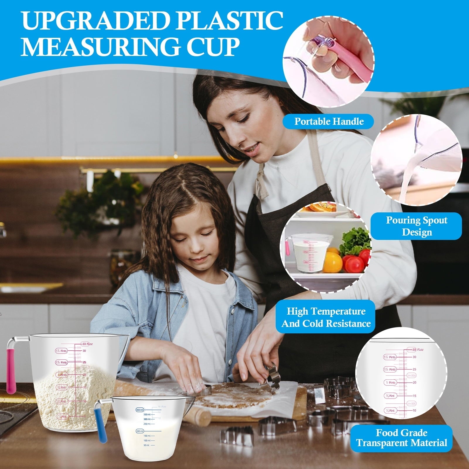Godance 16-Piece Measuring Cups and Spoons Set, Nesting Stainless Steel Measuring Cups Spoons with 3 Plastic Measurin... - Image 5